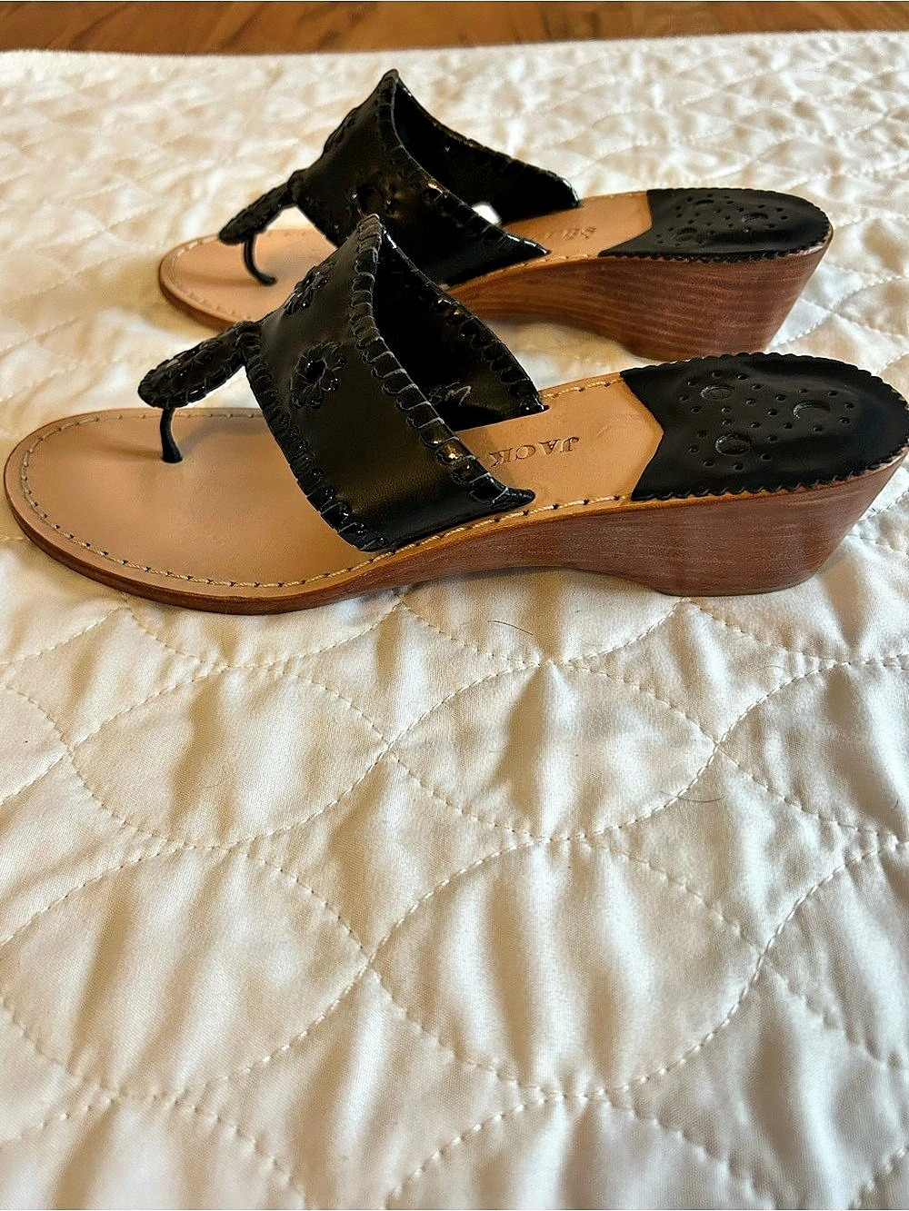 Jack Rogers Lauren Wedge Women's Black & Brown Sandals